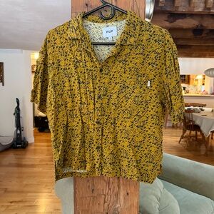 HUF Women’s Casual Yellow and Black Button Down Shirt